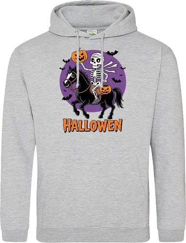 Halloween Skeleton Trick-or-Treating on a Horse Art