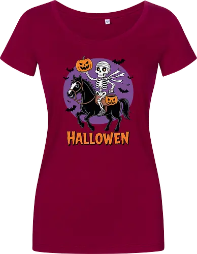 Halloween Skeleton Trick-or-Treating on a Horse Art