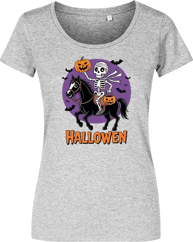 Halloween Skeleton Trick-or-Treating on a Horse Art