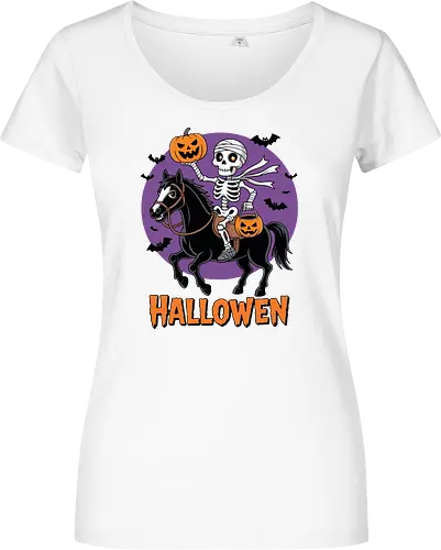 Halloween Skeleton Trick-or-Treating on a Horse Art