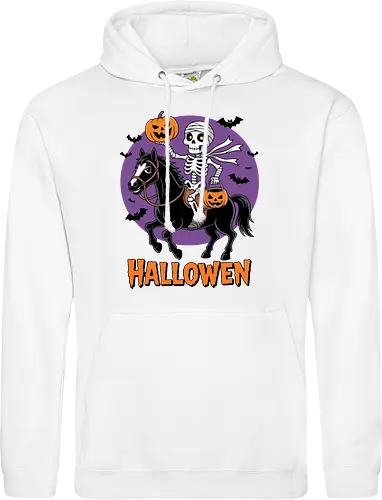 Halloween Skeleton Trick-or-Treating on a Horse Art