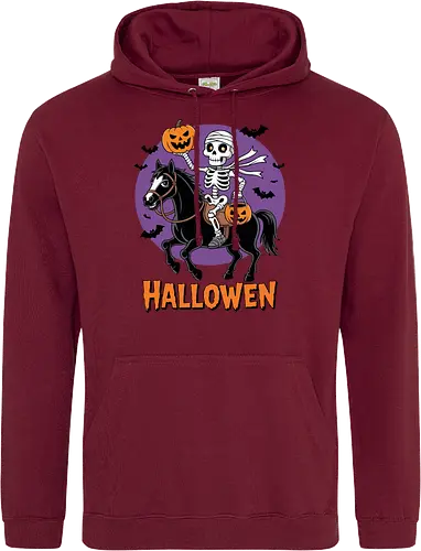 Halloween Skeleton Trick-or-Treating on a Horse Art