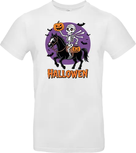 Halloween Skeleton Trick-or-Treating on a Horse Art