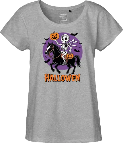 Halloween Skeleton Trick-or-Treating on a Horse Art