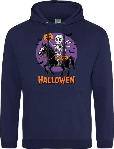 Halloween Skeleton Trick-or-Treating on a Horse Art