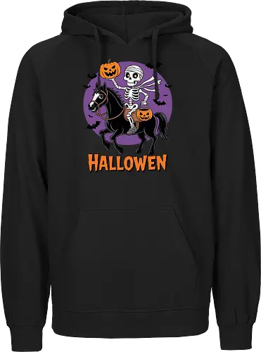 Halloween Skeleton Trick-or-Treating on a Horse Art