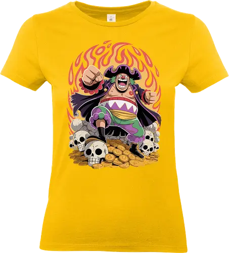 Buggy the Clown Pirate Pirate King Treasure Art - Pirate, anime, manga, pirate, treasure, gold coins, skulls, pirate king, Shichibukai, anime art, fan merchandise, Grand Line, Chop-Chop Fruit, villain, anime print, Japanese animation, shonen, clown pirate, The Clown, Pirates - Standard T-Shirt (Frauen)