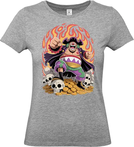 Buggy the Clown Pirate Pirate King Treasure Art - Pirate, anime, manga, pirate, treasure, gold coins, skulls, pirate king, Shichibukai, anime art, fan merchandise, Grand Line, Chop-Chop Fruit, villain, anime print, Japanese animation, shonen, clown pirate, The Clown, Pirates - Standard T-Shirt (Frauen)
