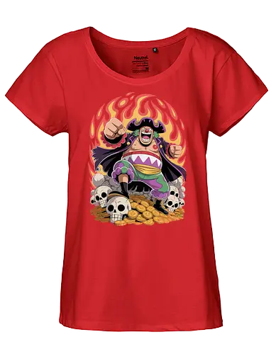Buggy the Clown Pirate Pirate King Treasure Art - Pirate, anime, manga, pirate, treasure, gold coins, skulls, pirate king, Shichibukai, anime art, fan merchandise, Grand Line, Chop-Chop Fruit, villain, anime print, Japanese animation, shonen, clown pirate, The Clown, Pirates - Fairtrade Girl Shirt