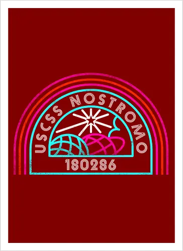 Retro Nostromo - Alien, Weyland yutani, xenomorph, yutani, colonial marines, headless hope, lv 426, lv426, Prometheus, Romulus, Weyland, facehugger, retro neon - Kunstdruck