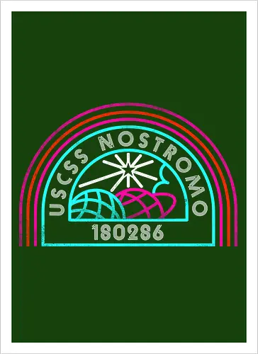 Retro Nostromo - Alien, Weyland yutani, xenomorph, yutani, colonial marines, headless hope, lv 426, lv426, Prometheus, Romulus, Weyland, facehugger, retro neon - Kunstdruck