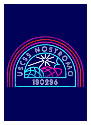 Retro Nostromo - Alien, Weyland yutani, xenomorph, yutani, colonial marines, headless hope, lv 426, lv426, Prometheus, Romulus, Weyland, facehugger, retro neon - Kunstdruck
