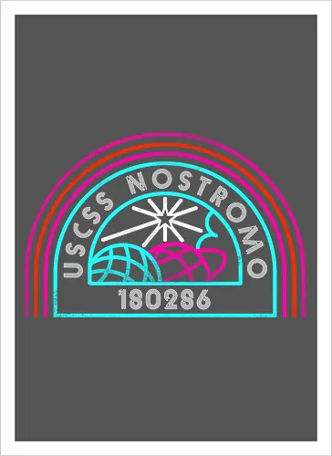 Retro Nostromo - Alien, Weyland yutani, xenomorph, yutani, colonial marines, headless hope, lv 426, lv426, Prometheus, Romulus, Weyland, facehugger, retro neon - Kunstdruck