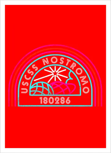 Retro Nostromo - Alien, Weyland yutani, xenomorph, yutani, colonial marines, headless hope, lv 426, lv426, Prometheus, Romulus, Weyland, facehugger, retro neon - Kunstdruck