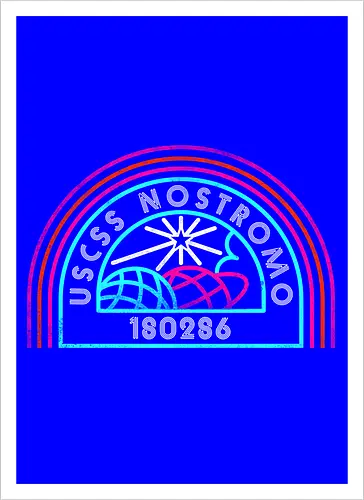 Retro Nostromo - Alien, Weyland yutani, xenomorph, yutani, colonial marines, headless hope, lv 426, lv426, Prometheus, Romulus, Weyland, facehugger, retro neon - Kunstdruck