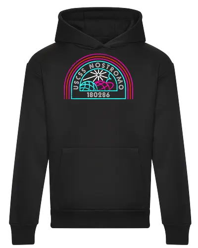 Retro Nostromo - Alien, Weyland yutani, xenomorph, yutani, colonial marines, headless hope, lv 426, lv426, Prometheus, Romulus, Weyland, facehugger, retro neon - Heavyweight Hoodie