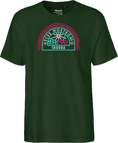 Retro Nostromo - Alien, Weyland yutani, xenomorph, yutani, colonial marines, headless hope, lv 426, lv426, Prometheus, Romulus, Weyland, facehugger, retro neon - Fairtrade T-Shirt