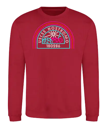 Retro Nostromo - Alien, Weyland yutani, xenomorph, yutani, colonial marines, headless hope, lv 426, lv426, Prometheus, Romulus, Weyland, facehugger, retro neon - Sweatshirt