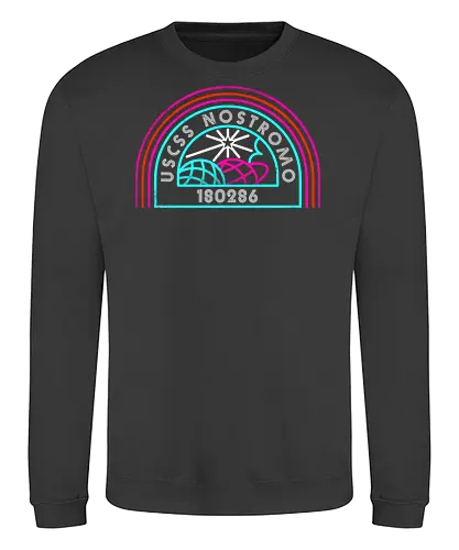 Retro Nostromo - Alien, Weyland yutani, xenomorph, yutani, colonial marines, headless hope, lv 426, lv426, Prometheus, Romulus, Weyland, facehugger, retro neon - Sweatshirt