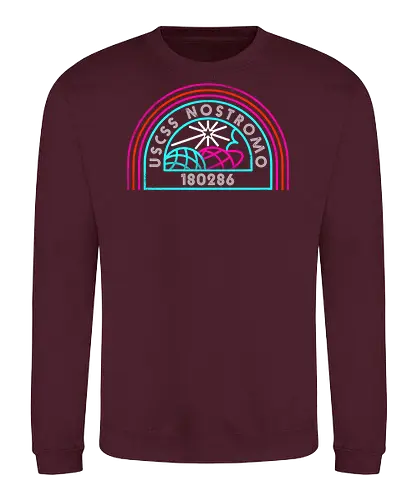 Retro Nostromo - Alien, Weyland yutani, xenomorph, yutani, colonial marines, headless hope, lv 426, lv426, Prometheus, Romulus, Weyland, facehugger, retro neon - Sweatshirt