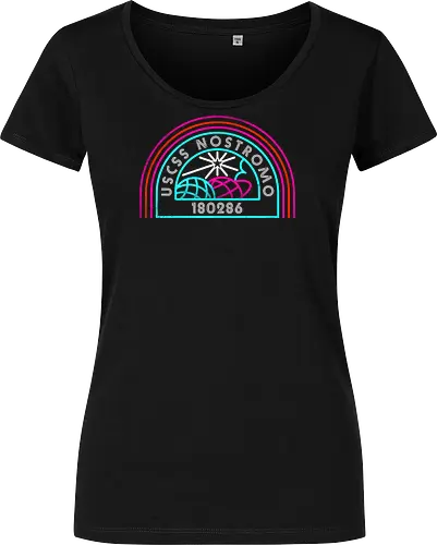 Retro Nostromo - Alien, Weyland yutani, xenomorph, yutani, colonial marines, headless hope, lv 426, lv426, Prometheus, Romulus, Weyland, facehugger, retro neon - Damen T-Shirt