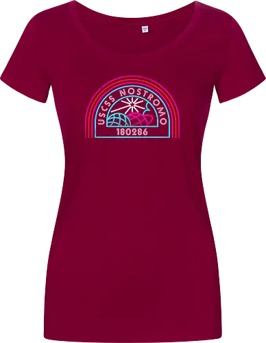 Retro Nostromo - Alien, Weyland yutani, xenomorph, yutani, colonial marines, headless hope, lv 426, lv426, Prometheus, Romulus, Weyland, facehugger, retro neon - Damen T-Shirt