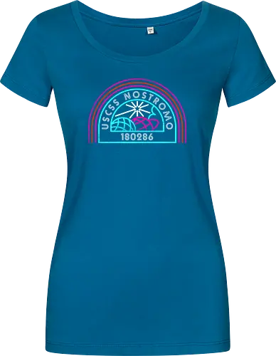 Retro Nostromo - Alien, Weyland yutani, xenomorph, yutani, colonial marines, headless hope, lv 426, lv426, Prometheus, Romulus, Weyland, facehugger, retro neon - Damen T-Shirt