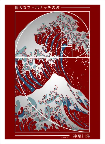 Die große Welle der Fibonacci-Spirale – Modern Blue