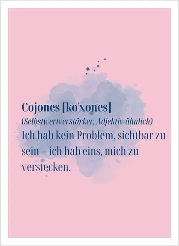 Cojones [koˈxones]-Selbstwertverstärker - Rückendruck