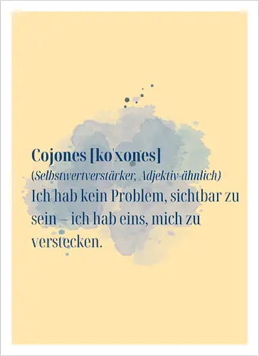 Cojones [koˈxones]-Selbstwertverstärker - Rückendruck