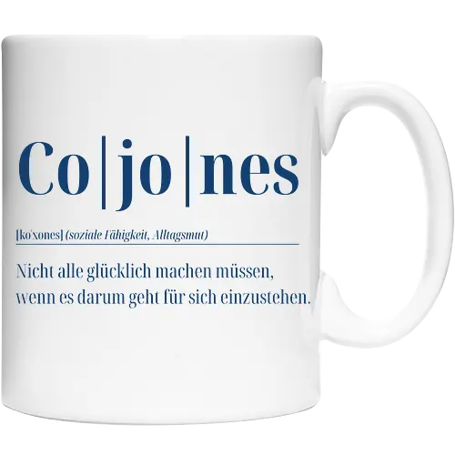 Cojones-Definition für Dummys-Rückendruck (blaue Schrift)