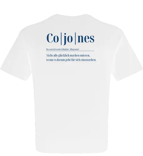 Cojones-Definition für Dummys-Rückendruck (blaue Schrift)