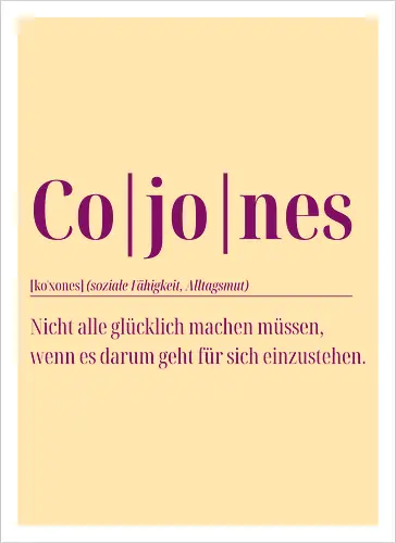 Cojones- Definition - Rückendruck