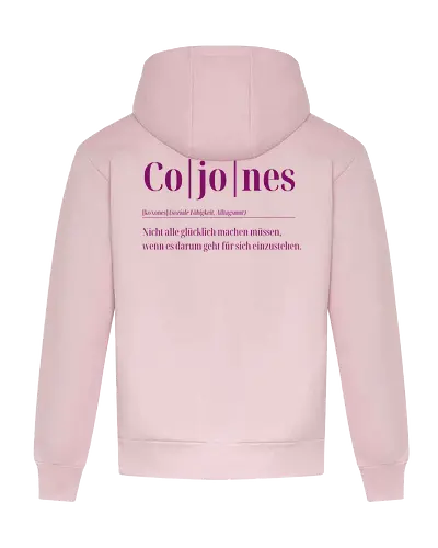 Cojones- Definition - Rückendruck - Cojones, Statement Shirt, Alltagsmut, Soziale Fähigkeit, Für sich einstehen, Selbstvertrauen, Innere Stärke, mut zeigen, Selbstbewusstsein, Mentale Klarheit, Haltung zeigen, Empowerment, Stärke tragen, Motivation, Mindset Shirt - Heavyweight Hoodie