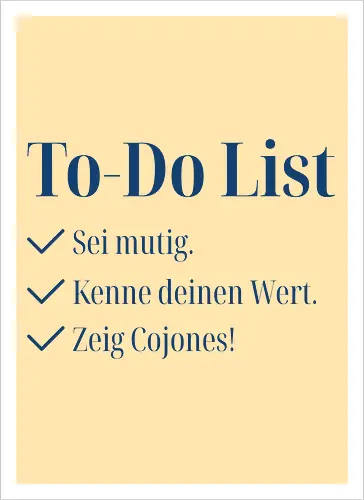 Cojones-To-Do List - Pocketdruck (blaue Schrift)