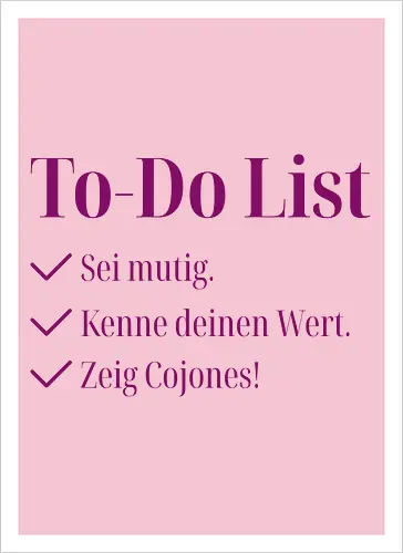 Cojones-To-Do List - Pocketdruck (lila Schrift)