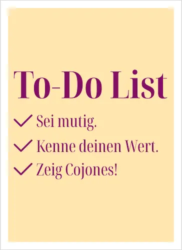 Cojones-To-Do List - Pocketdruck (lila Schrift)