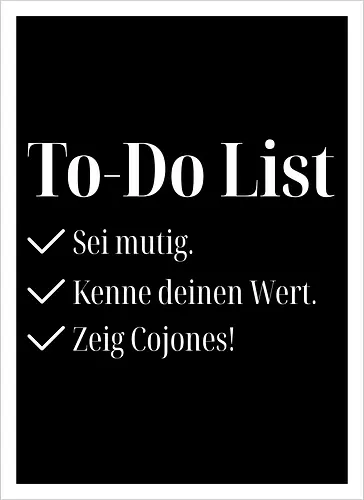 Cojones-To-Do List -Pocketdruck (helle Schrift)