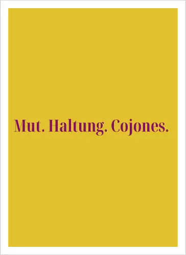 Cojones-Mut und Haltung - Pocketdruck (lila Schrift)