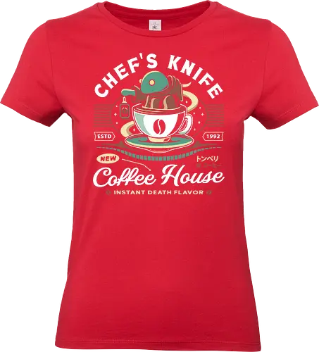 Chefs Knife Coffee Crest - final 9, final 7, final ix, quina quen, Cactus, Kupo, Kweh, tomberi, tonberry, coffee, final xiv, ff14, Cloud, Villain, video game, fat chocobo, vivi ornitier, black mage, fantasy - Standard T-Shirt (Frauen)