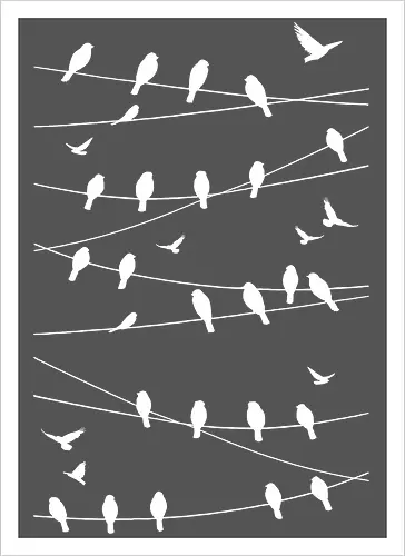 Vögel Linien Minimalistisch - Blau