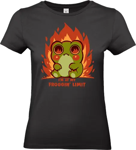 At my Froggin Limit - frog, frog burnout, tired frog, frogging limit, kawaii frog, frog anxiety, relatable, mood, frog meme, introvert frog, im done frog, exhausted, on fire, flames, sad cute frog - Standard T-Shirt (Frauen)