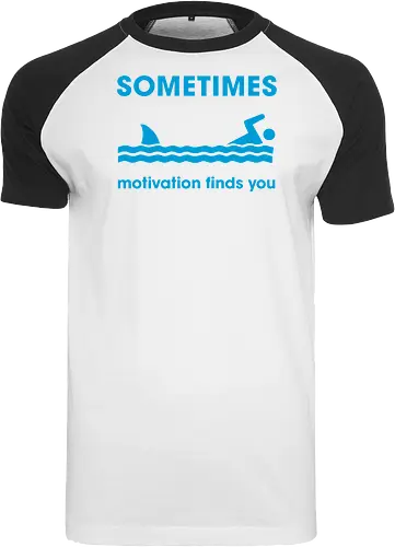 Sometimes Motivation Finds You" Funny Shark Swimmer Art