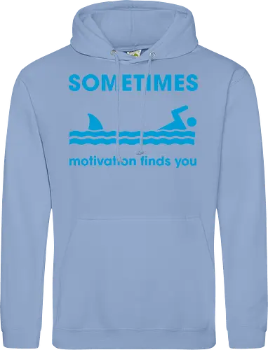 Sometimes Motivation Finds You" Funny Shark Swimmer Art
