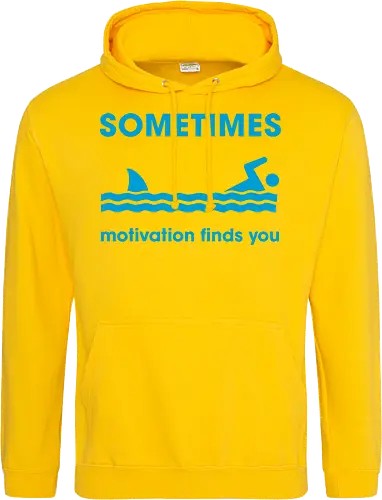 Sometimes Motivation Finds You" Funny Shark Swimmer Art