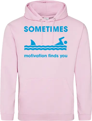 Sometimes Motivation Finds You" Funny Shark Swimmer Art