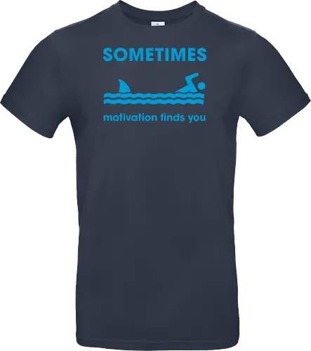 Sometimes Motivation Finds You" Funny Shark Swimmer Art