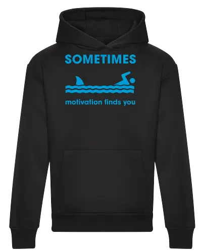 Sometimes Motivation Finds You" Funny Shark Swimmer Art