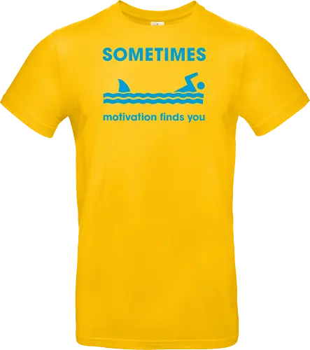 Sometimes Motivation Finds You" Funny Shark Swimmer Art
