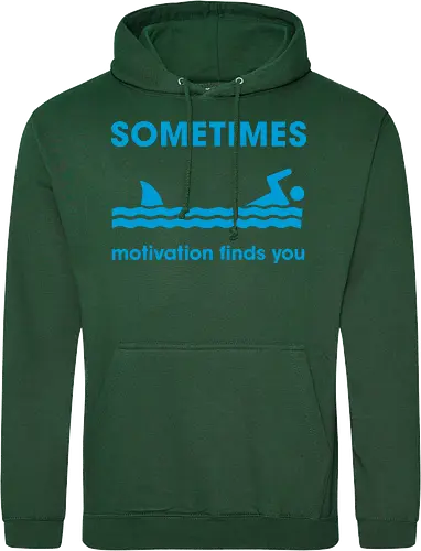 Sometimes Motivation Finds You" Funny Shark Swimmer Art